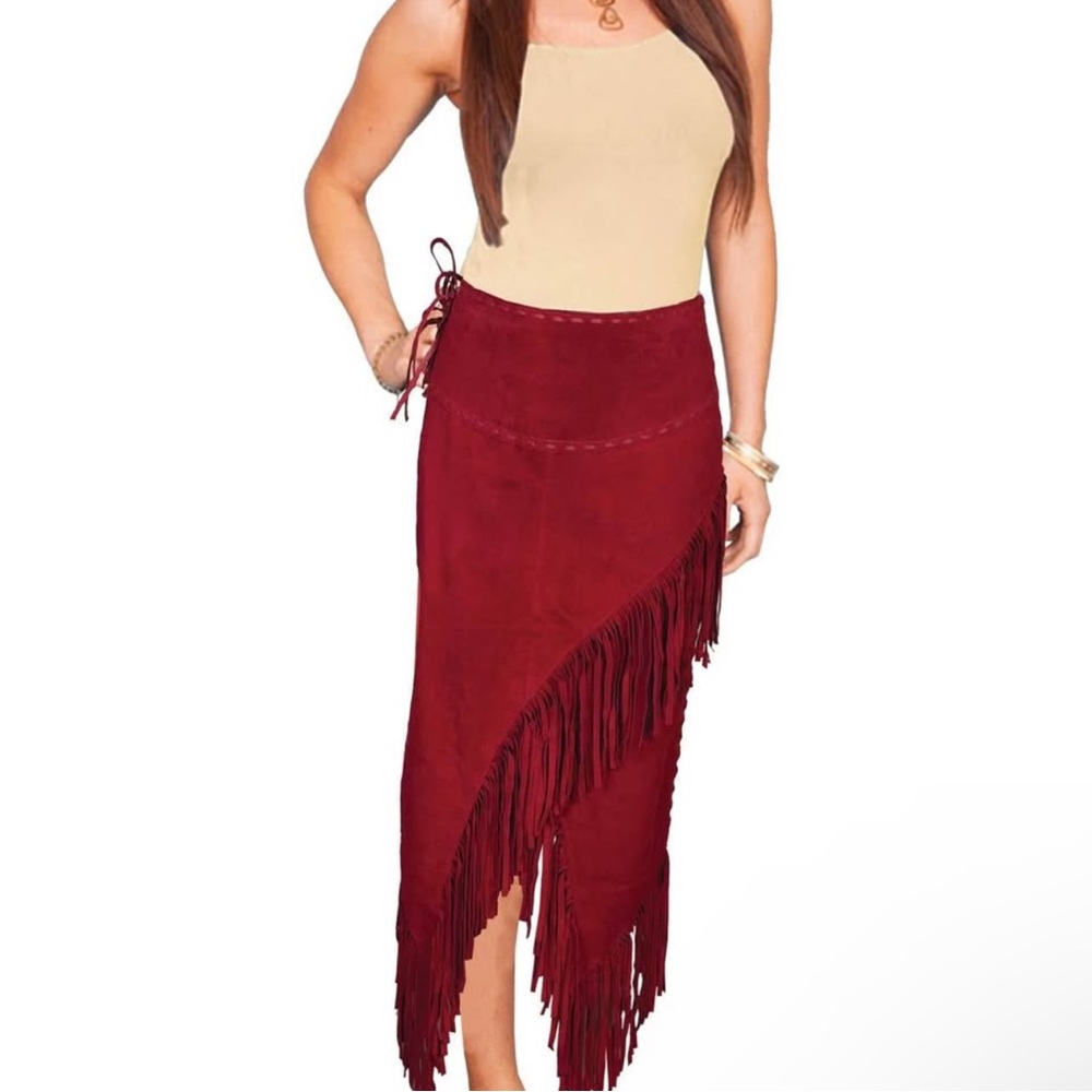 Red Scully Suede Skirt